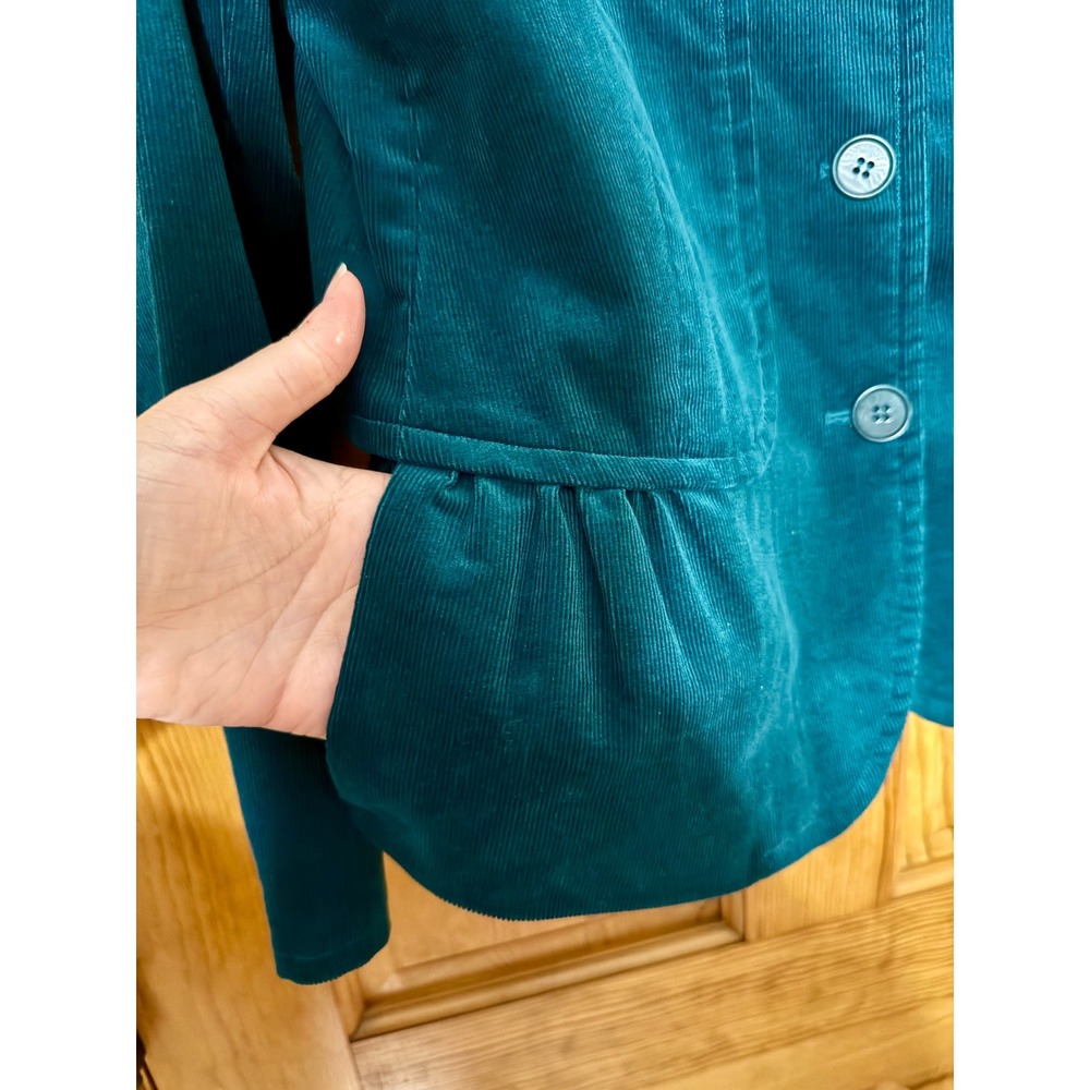 Talbots Petites 12P Teal Green Corduroy Jacket Blazer Fitted Career - Picture 7 of 7